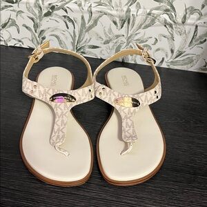 Michael Kors White and Gold Sandals